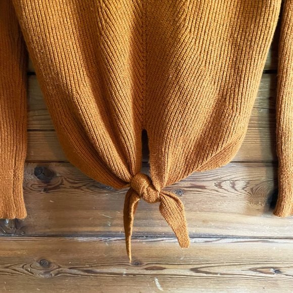 Anthropologie Moth Sweater Freeport Ribbed Knit V Neck Tie Front  Extra Small - Picture 4 of 8